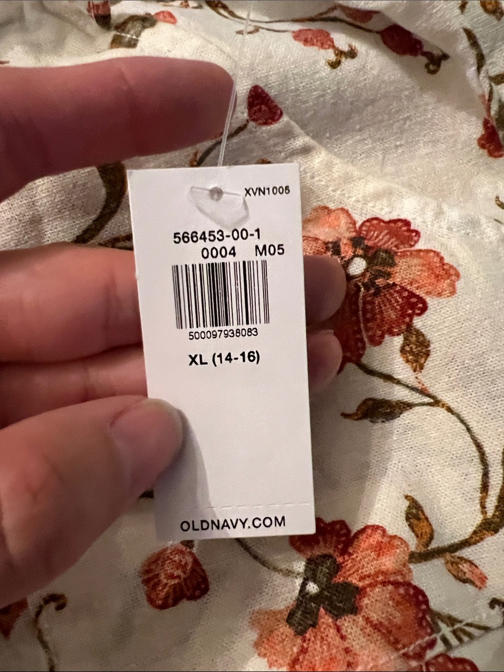 Old Navy Cream Floral Drawstring Pants with Coral Blooms - Picture 3 of 7